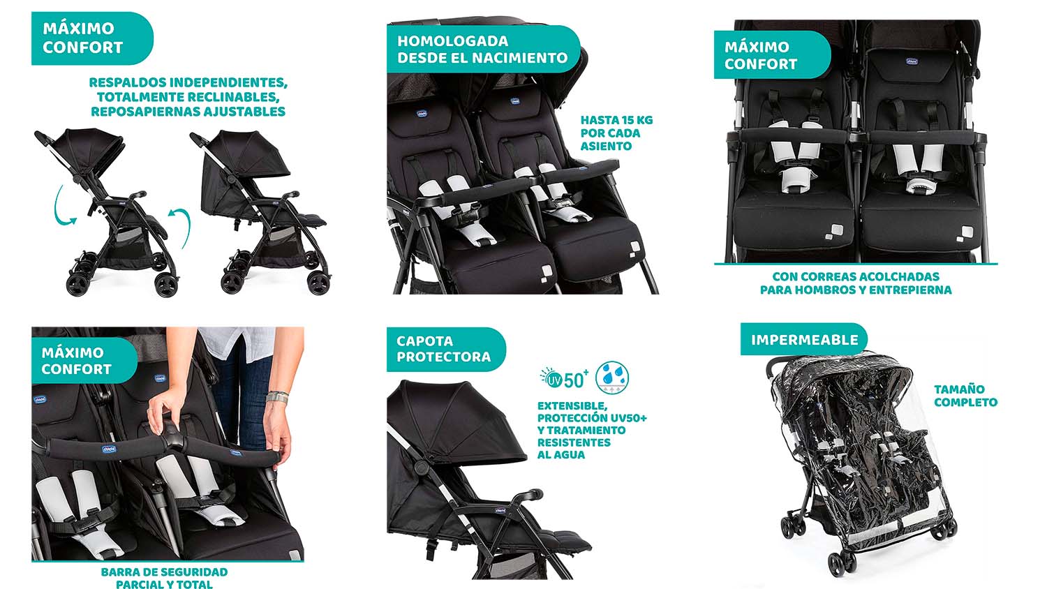 asiento carro chicco gemelar OHlalà Twin